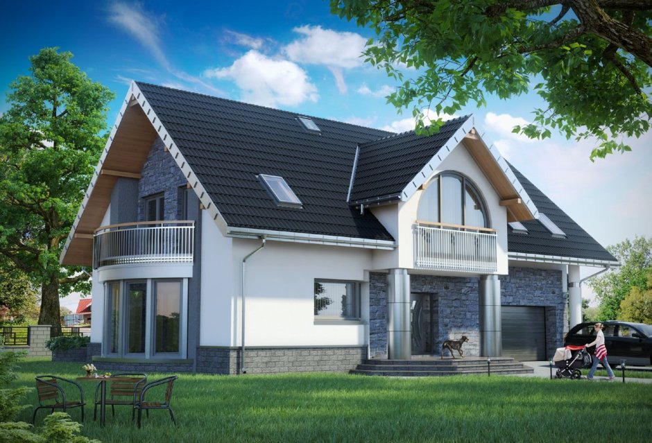 Мансардный дом с балконом