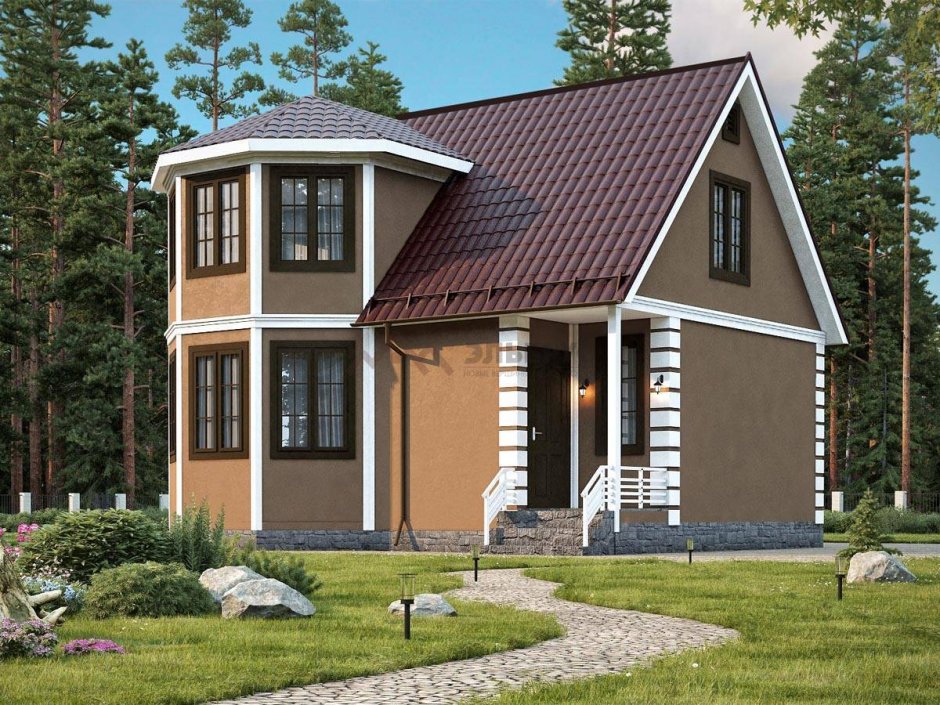 Дом с эркером и балконом