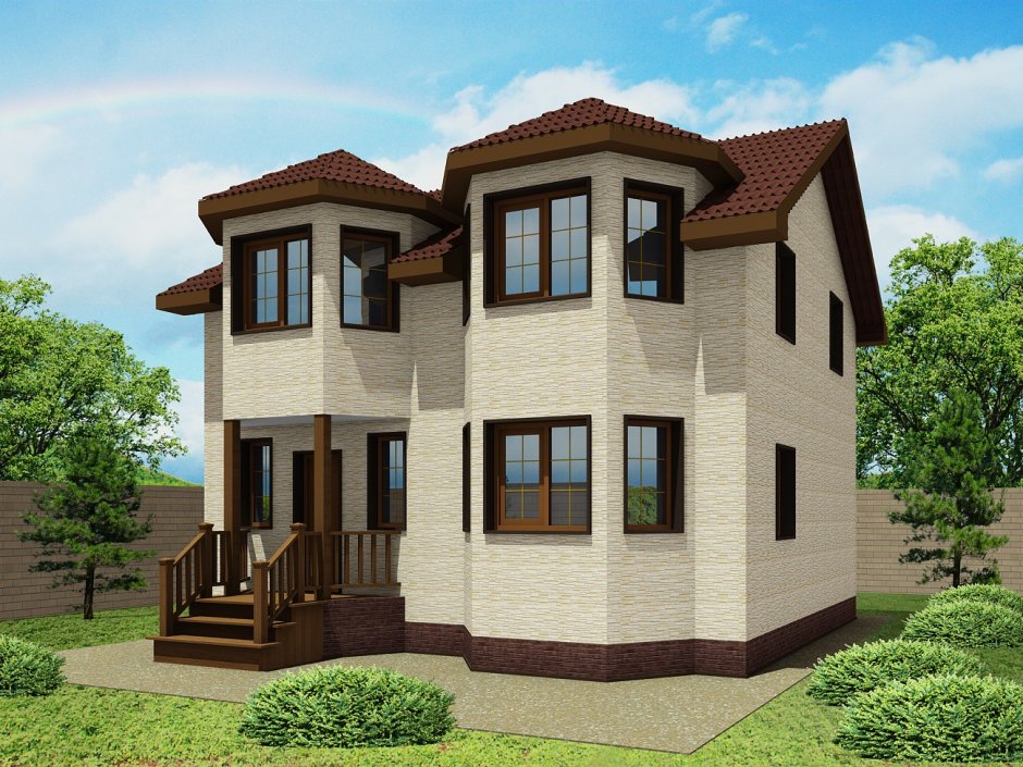 Дом с эркером и балконом