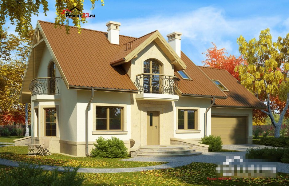 Красивые фасады домов с мансардой