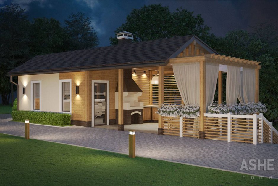 Баня с верандой под одной крышей проекты и летняя беседка