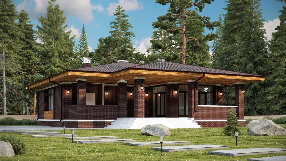 Одноэтажный дом с гаражом 100кв.м