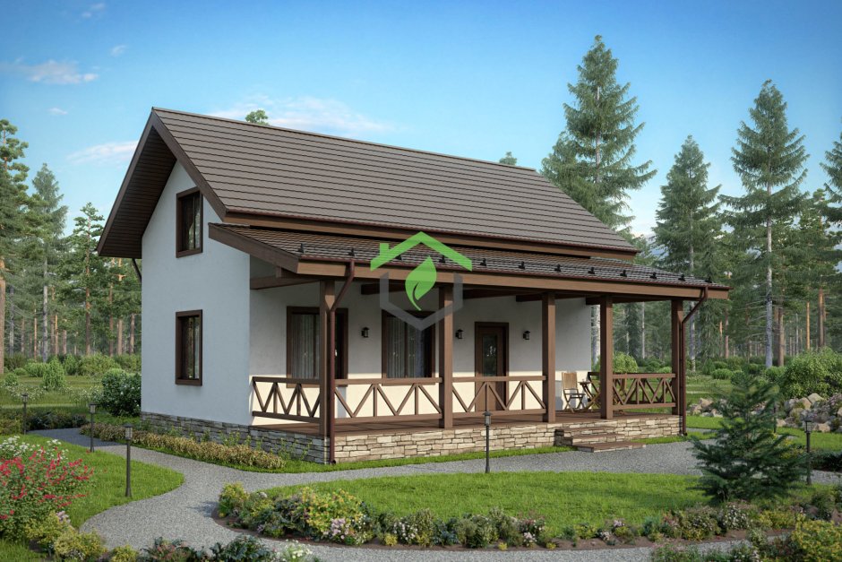 Угловая баня Одноэтажная баня с террасой