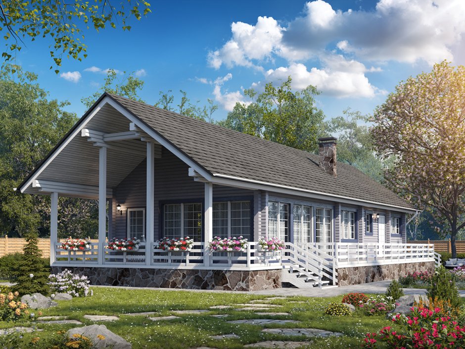 Дом с верандой и террасой