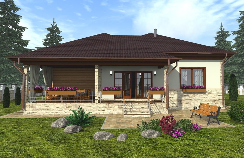 Баня гостевой дом под односкатной крышей