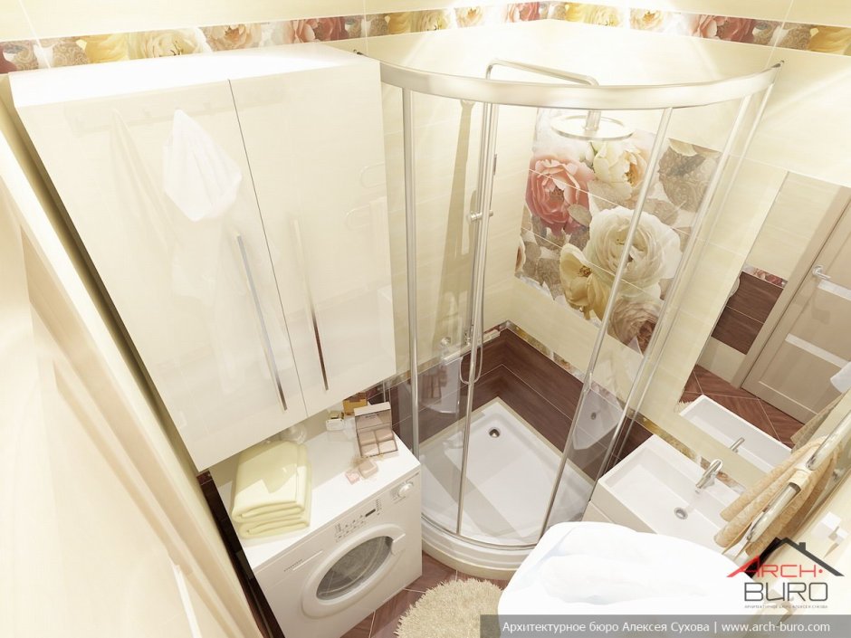 Душевая в маленькой ванной без кабины