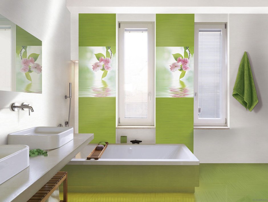 Ванная комната в салатовом цвете