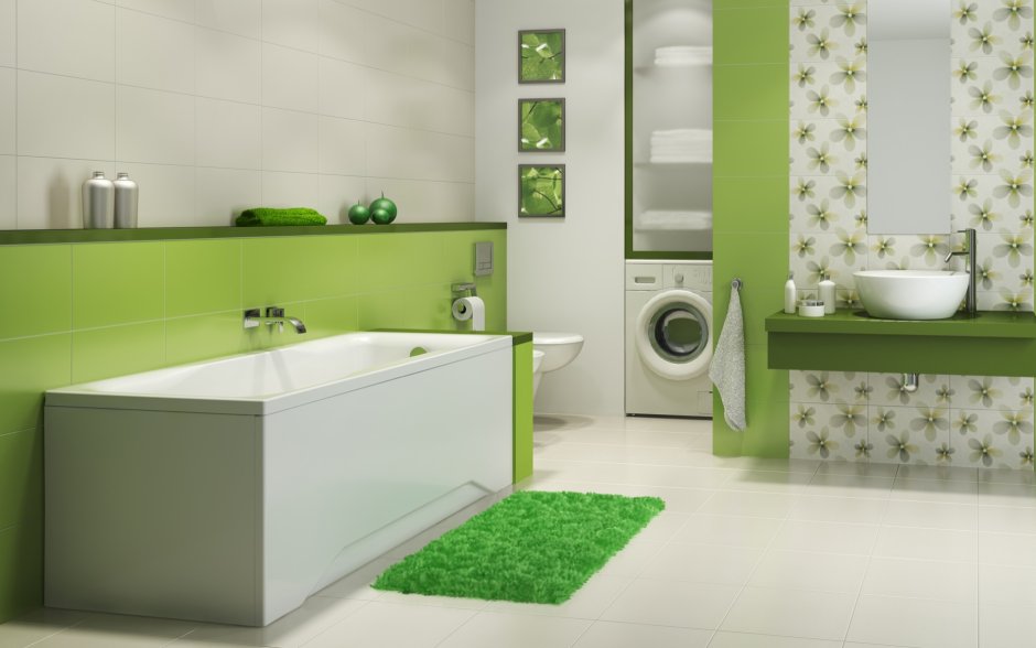 Ванная комната в зеленом цвете