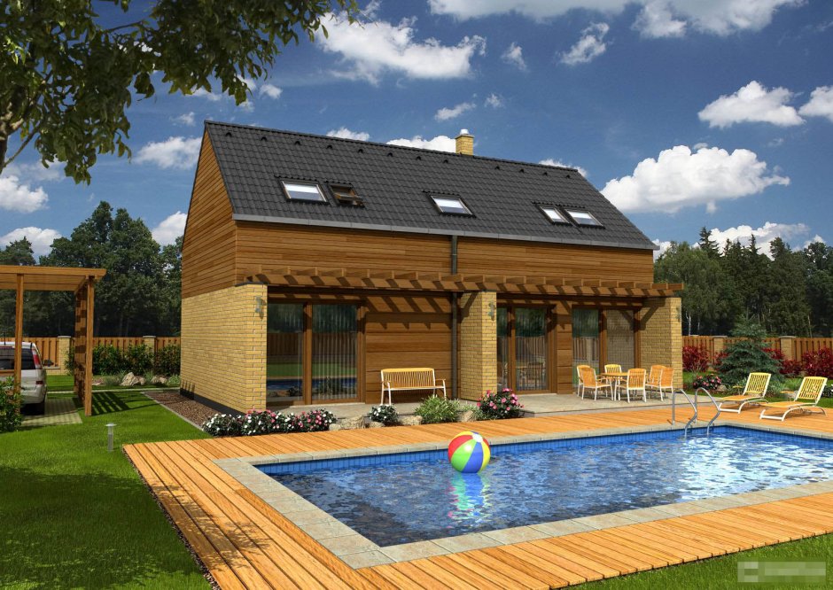 Маленький одноэтажный дом с баней