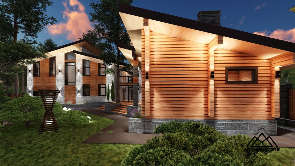 Каркасная баня с террасой