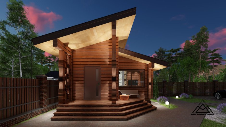 Баня с верандой под одной крышей 6на5