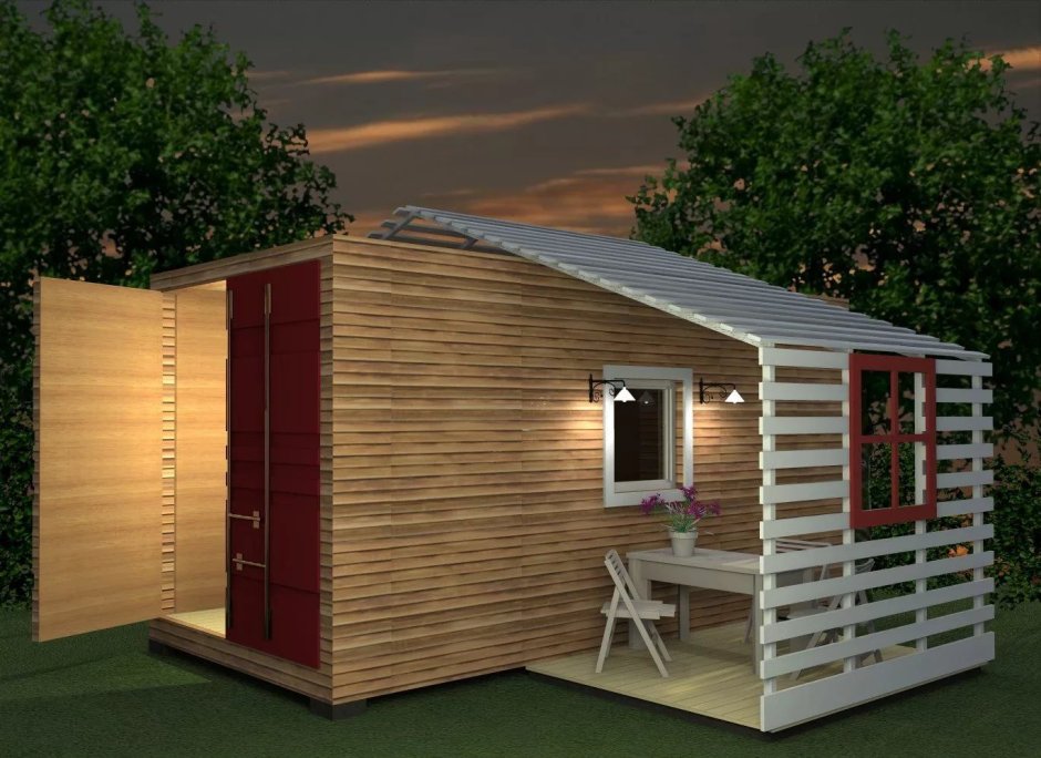 Баня с односкатной крышей 3х5