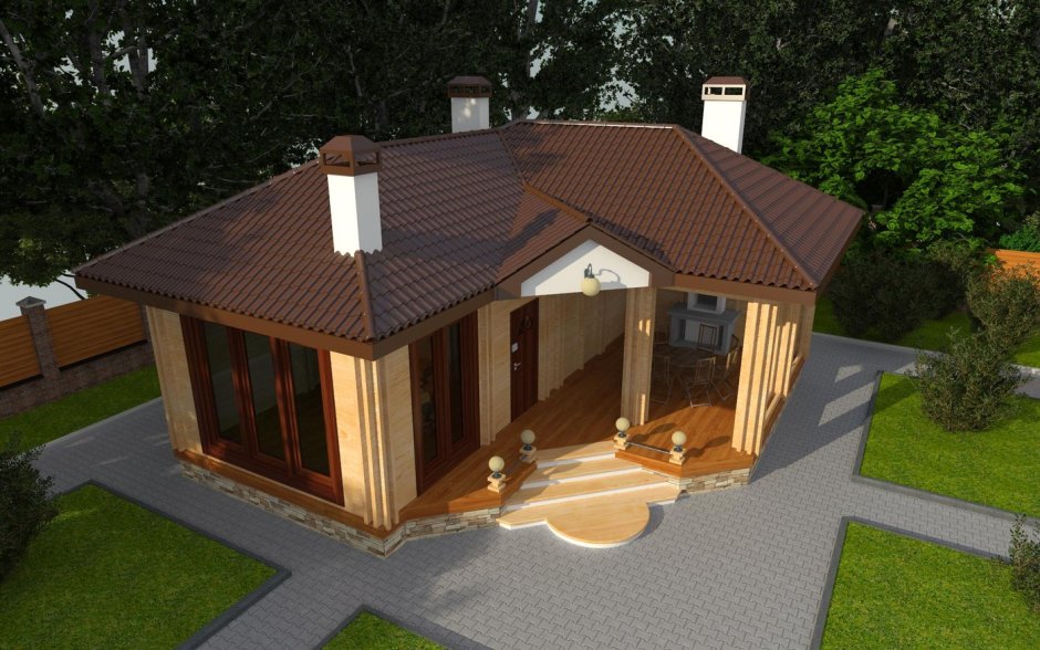 Современная баня с террасой