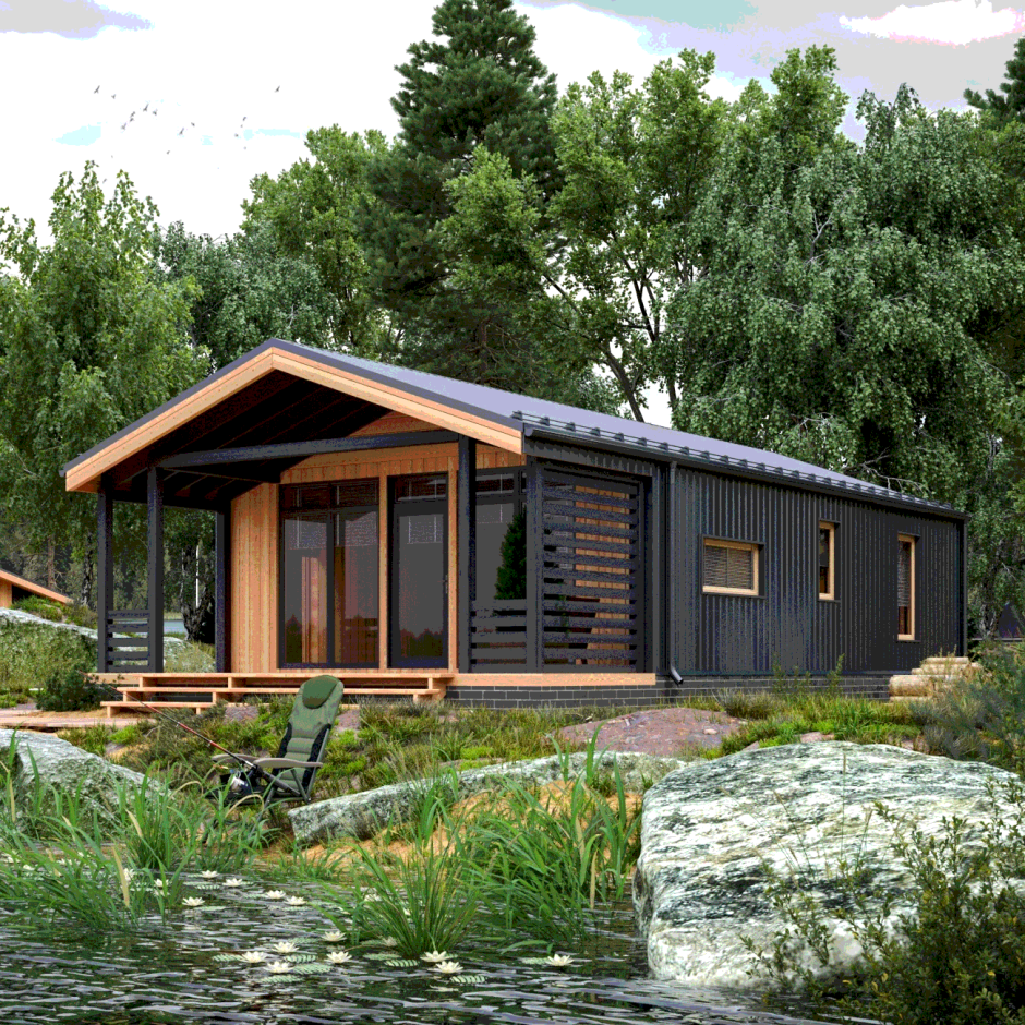 Современная баня с террасой