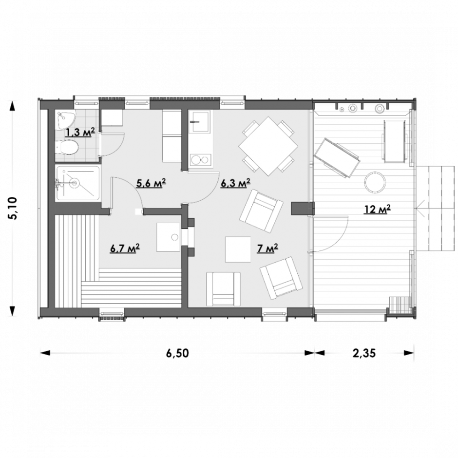 Двухэтажная баня с беседкой