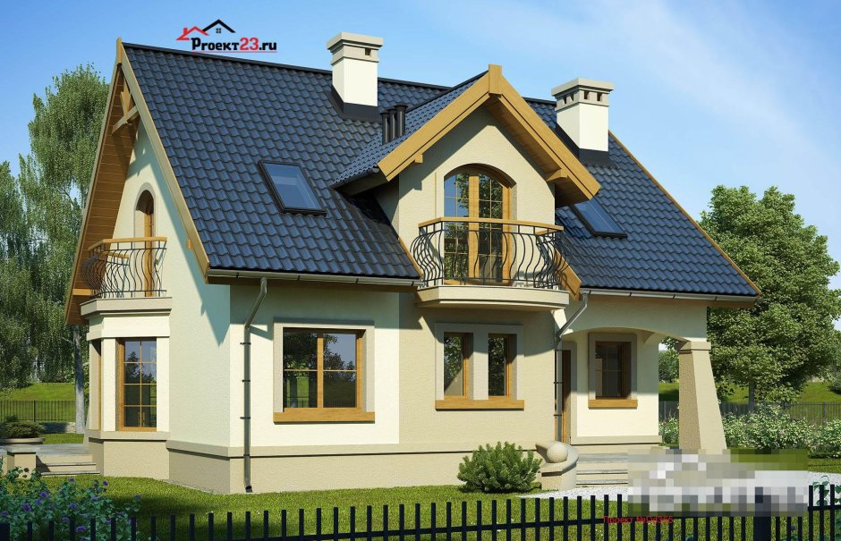 Фасады домов с мансардной крышей