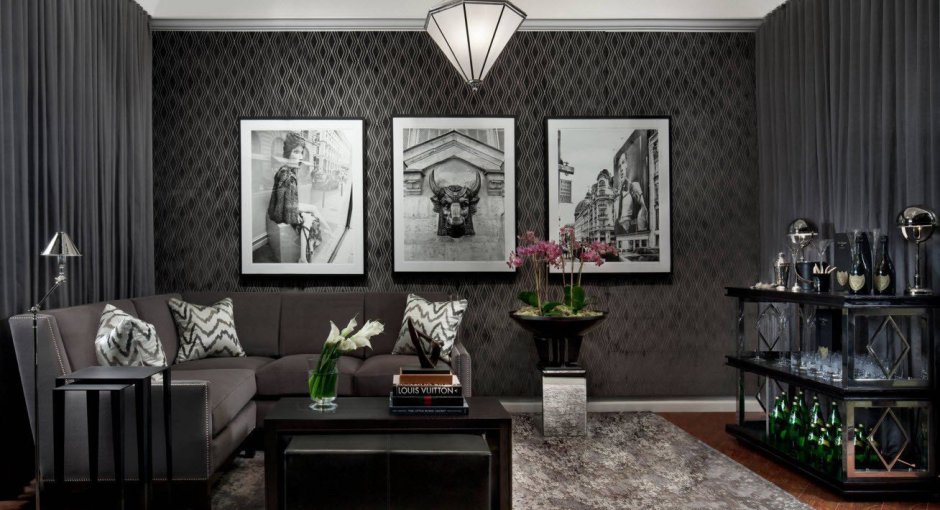 Темные обои в интерьере