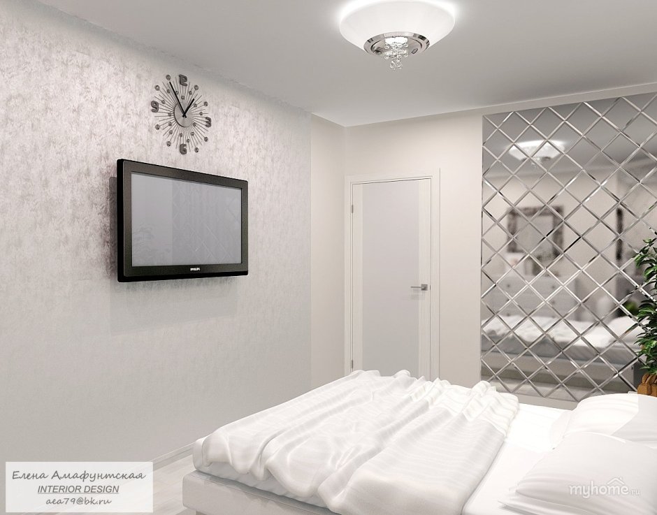 Зеркальная плитка в спальне