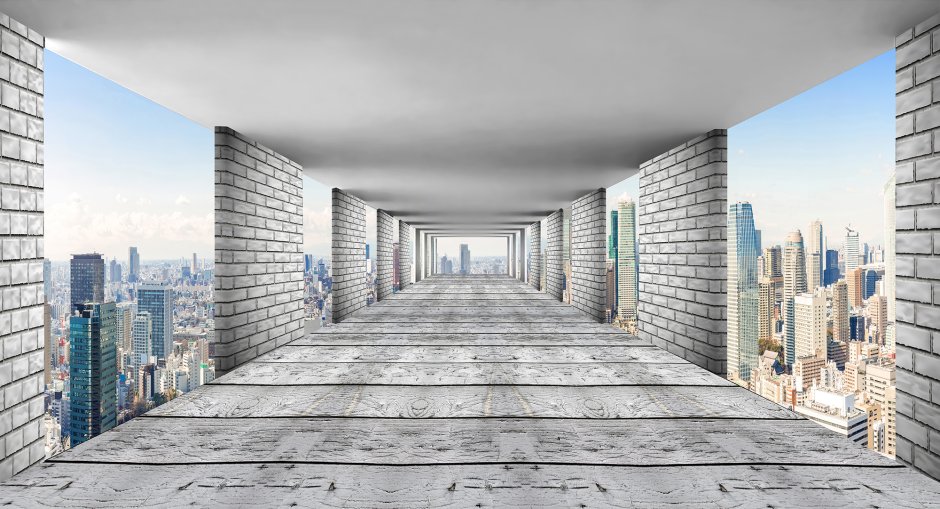 Обои с перспективой в интерьере