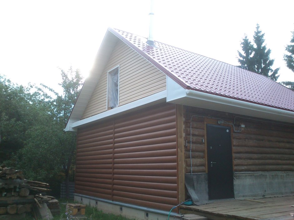 Обшивка фронтона бани