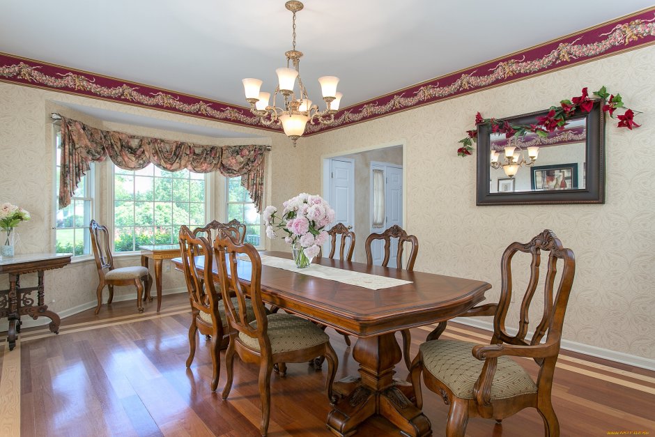 Обои для кухни столовой в частном доме