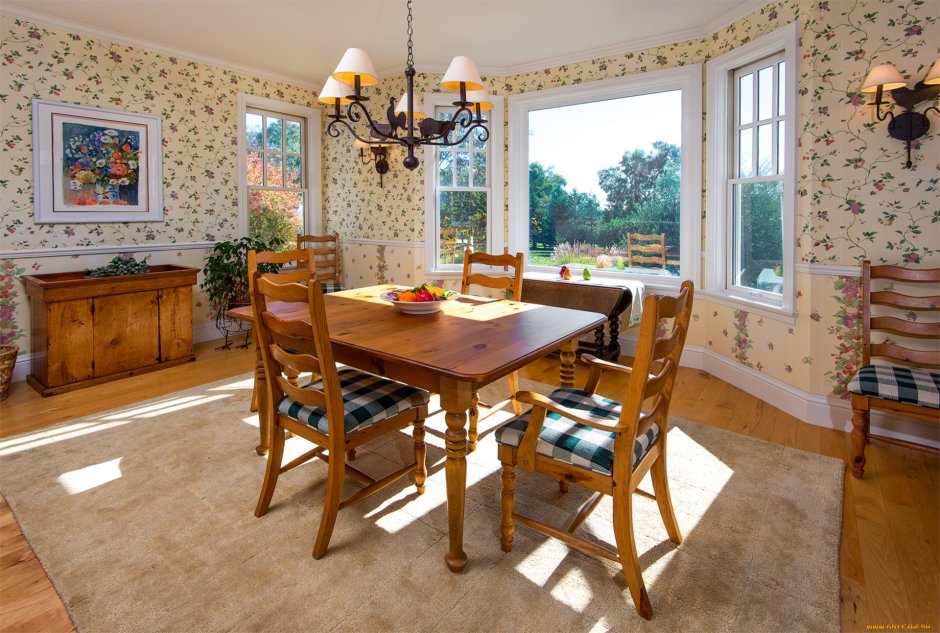 Фотообои для столовой комнаты в частном доме