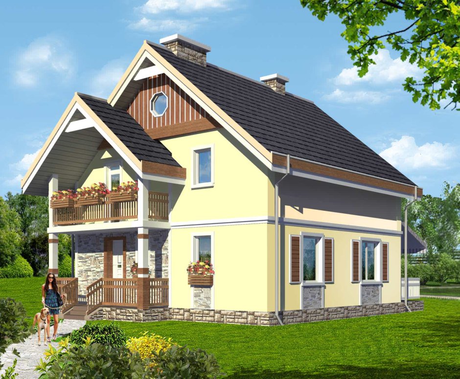 Дом с мансардой и террасой 120кв