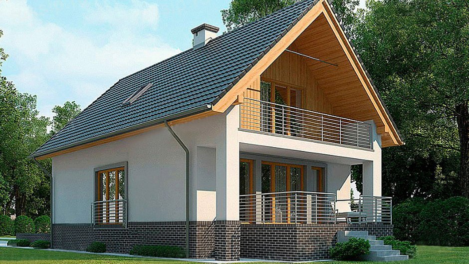 Дом с мансардой и балконом 120кв