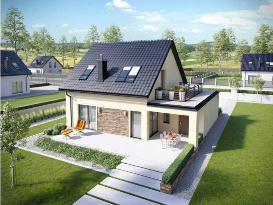 Дом 8х8 с мансардой и верандой 4х2