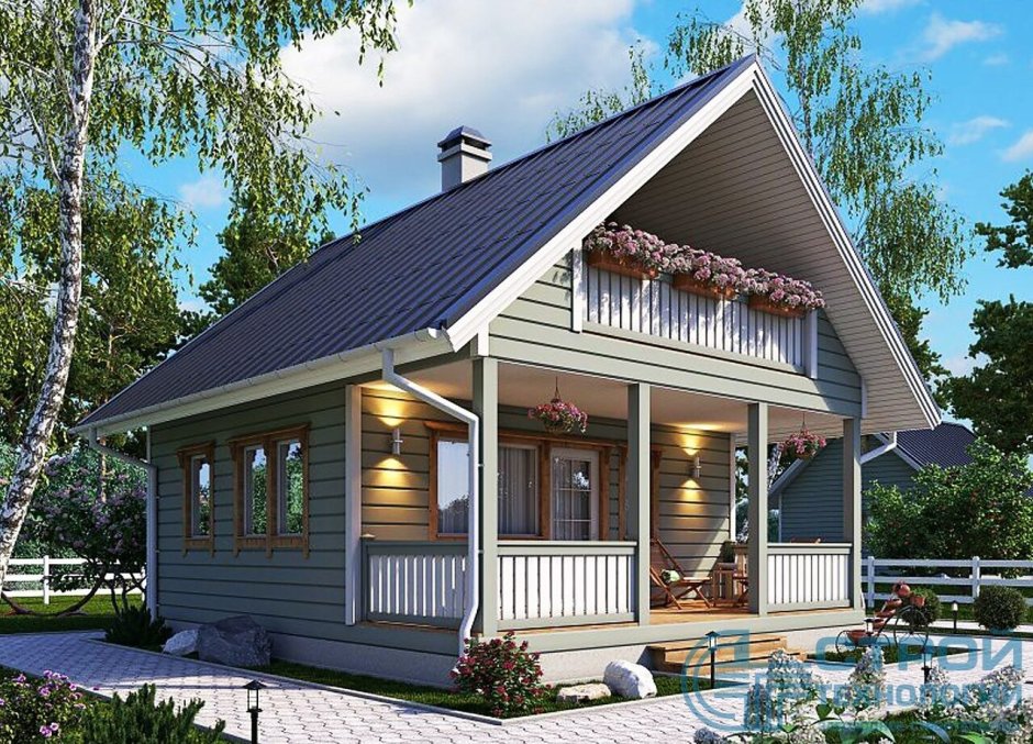 Мансардный дом с балконом