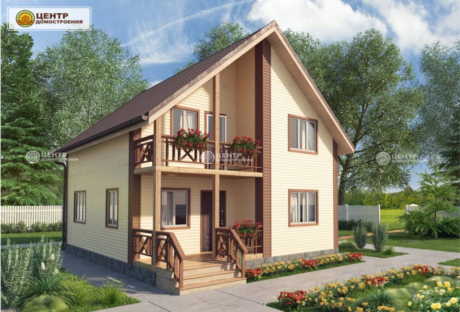 Дом с мансардой и балконом 120кв