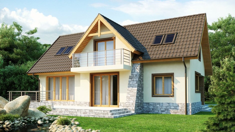 Дом с мансардой и террасой 120кв