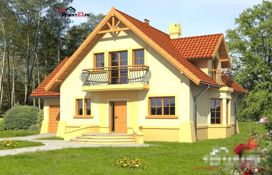 Каменный дом с гаражом и мансардой