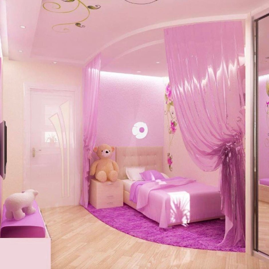 Маленькая розовая комната для девочки
