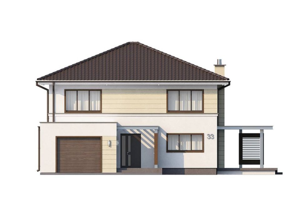 Фасад дома с пристроенным гаражом