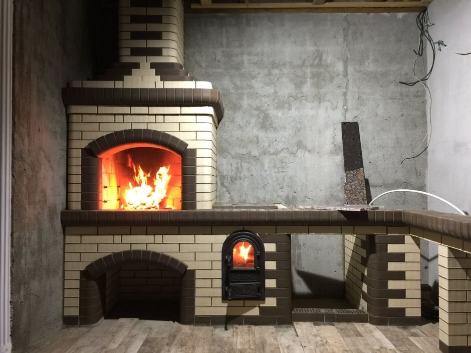 Русская печь с камином