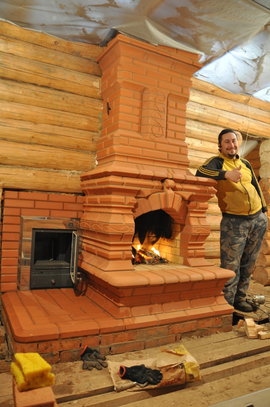 Печь совмещенная с камином