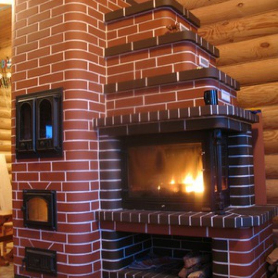 Печь-камин из кирпича