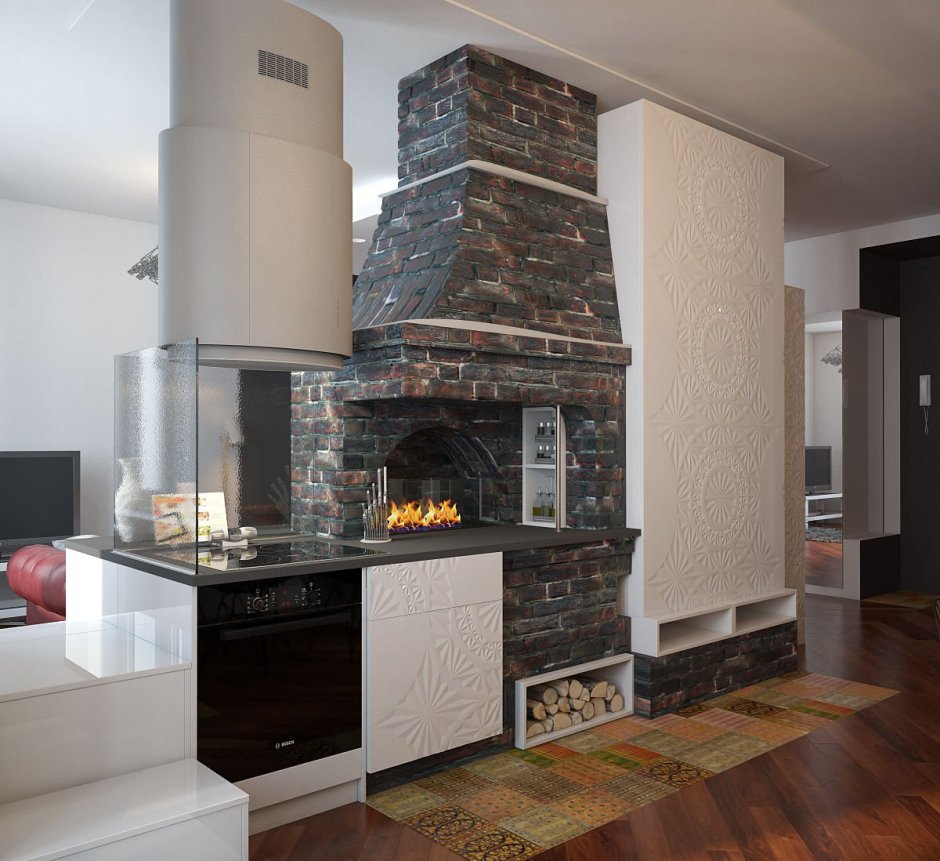 Печь камин на 20м2