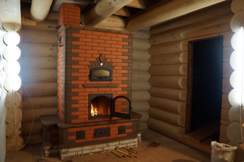 Финская кирпичная печка дровяная