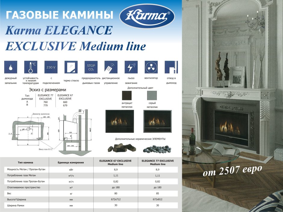 Иранский камин газовый Adrian