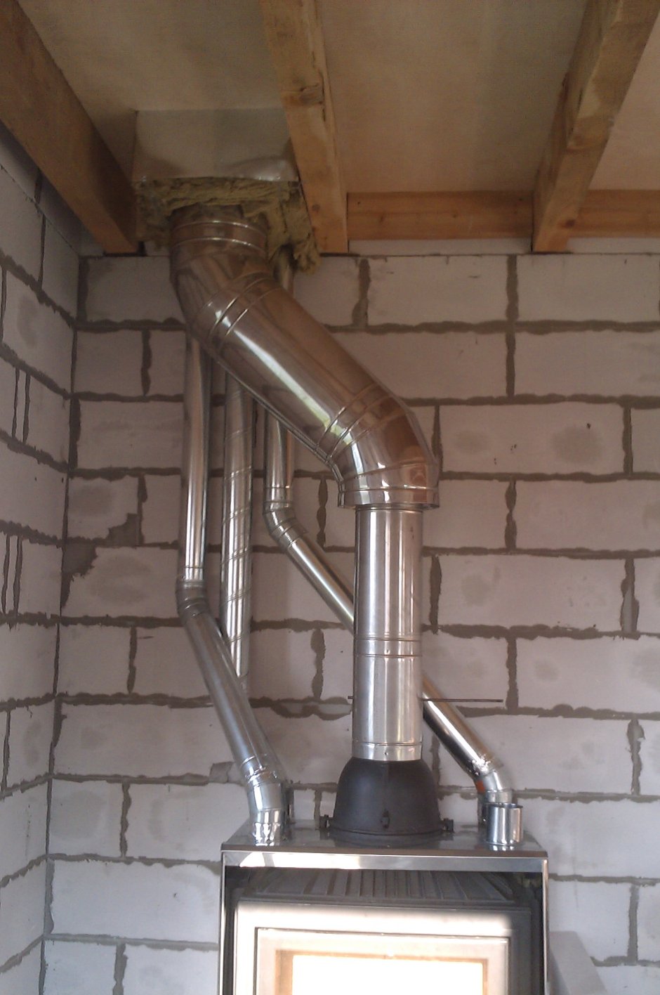 Печь камин с воздуховодами