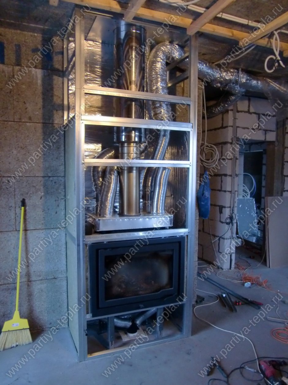 Камин с воздуховодами