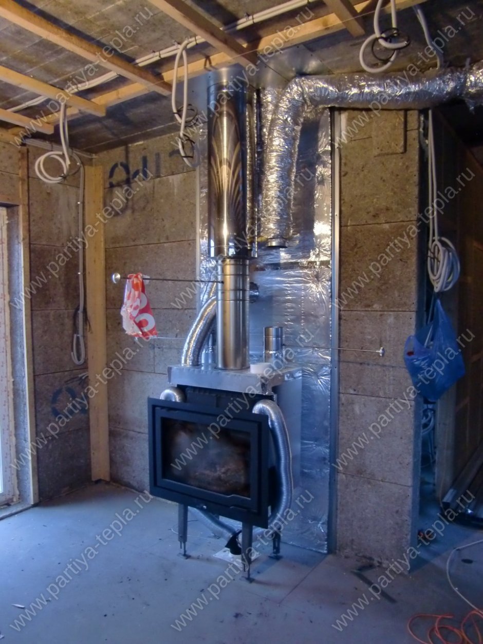 Печь камин с воздуховодами