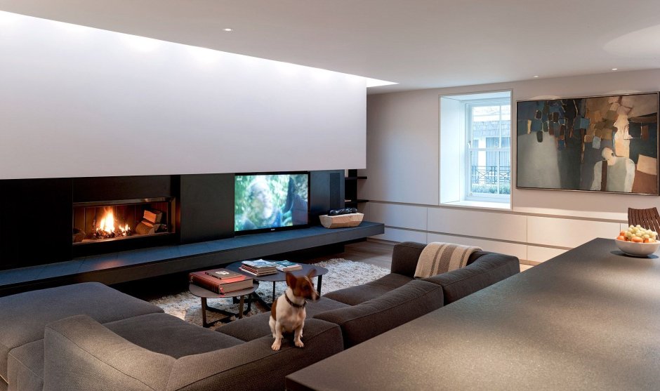 Гостиная в стиле Минимализм с камином