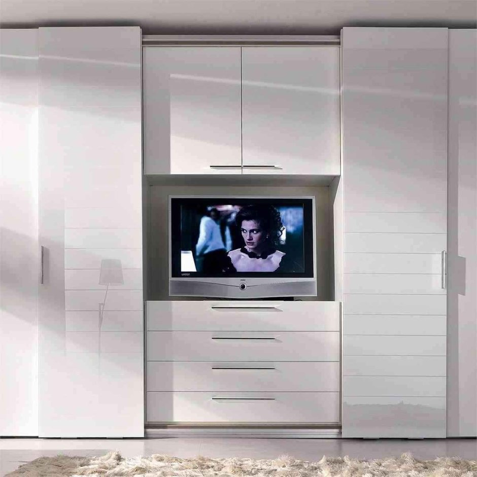 Стенка в спальню со шкафом с телевизором