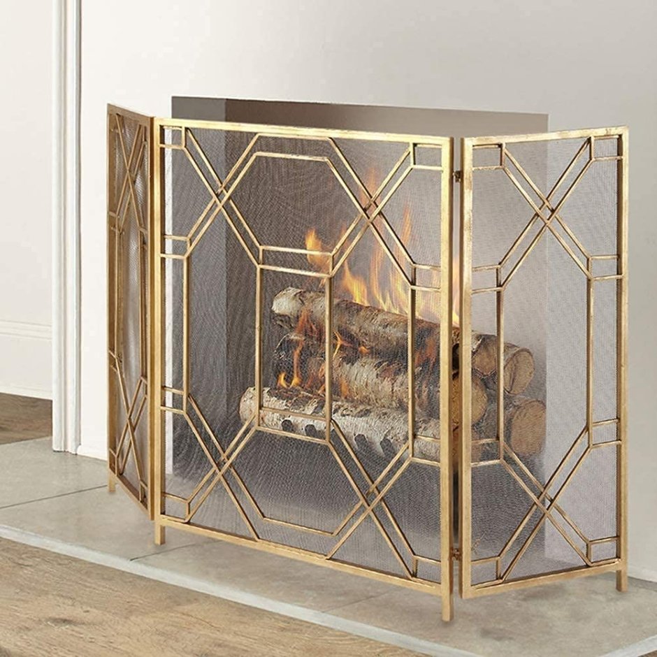 Стеклянный экран для камина