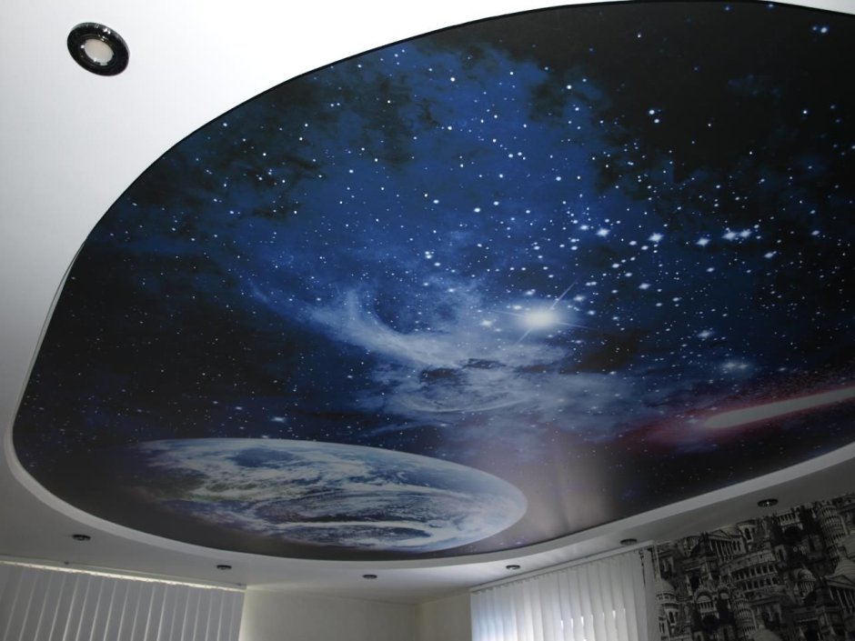 Натяжные потолки фотопечать звездное небо