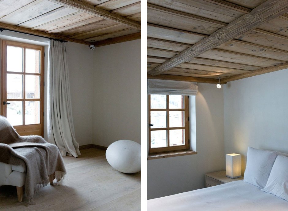 Обрезная доска в интерьере потолка