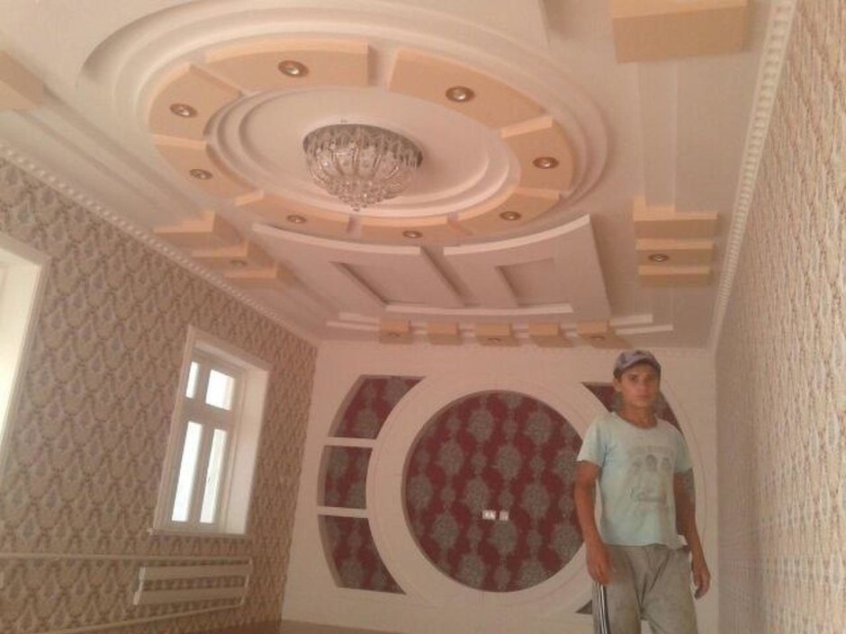 Фигурный потолок гипсокартон узбекская